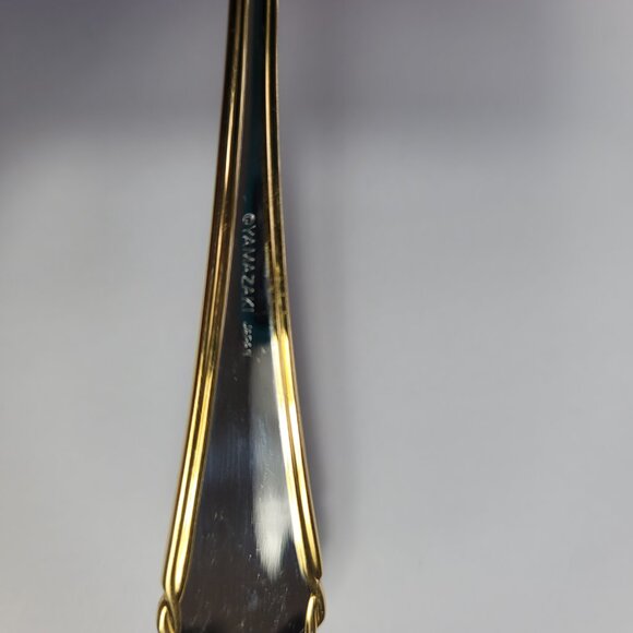 Yamazaki Tasha Dinner Fork Stainless Gold Trim 7 1/2 Silverware Flatware - Picture 13 of 13